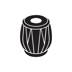 silhouette of a decorative tabla on white background