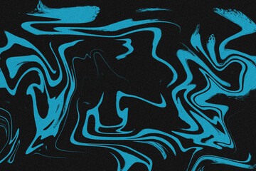 Abstract blue and black marbled background with a swirling liquid effect and a grainy texture