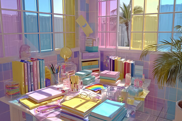 table in the office in colors