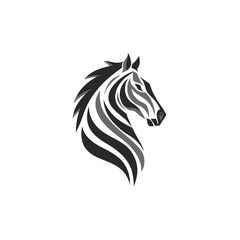 A stylized monochrome image of a zebra's head, showcasing black and grey stripes, simple and elegant