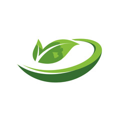 A green logo design. It features leaves and a curved shape, suggesting nature, environment, and organic concepts