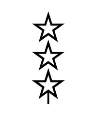 Obraz premium A minimalist design showcasing three black outlined stars vertically aligned on a white background
