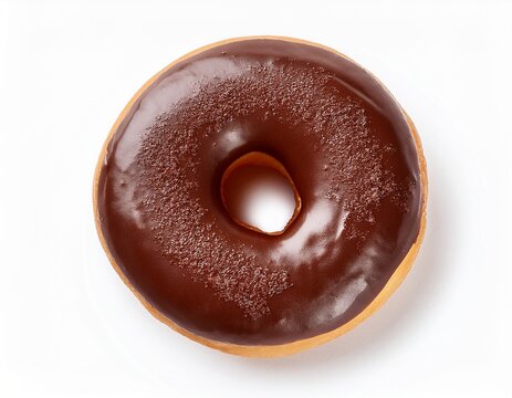 chocolate donut isolated on a white background top view