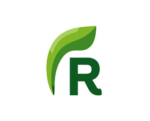 A green stylized letter 