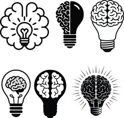 Brain in Light Bulb Silhouette – Creative Idea and Intelligence Concept