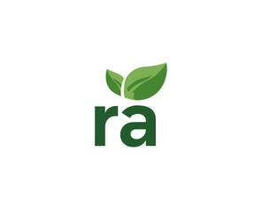 A green logo with "ra" letters under two leaves on a white background