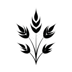 Fototapeta premium A stylized illustration of wheat or grain in a minimalist, black and white design. The image is symmetrical