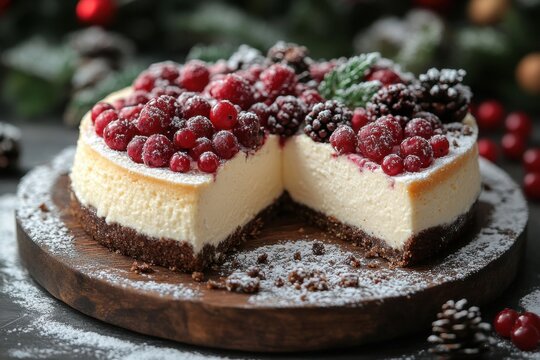 Cheesecake with cran and cran topping.