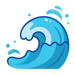 Stylized blue ocean wave with water splashes