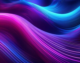 3d render abstract background with wavy lines in neon purple and blue colors modern wallpaper design for digital banner or presentation