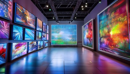 immersive digital art exhibition with vibrant led screens