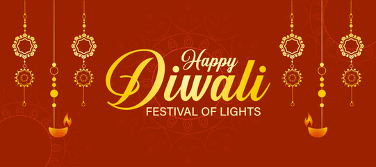 Indian festival of lights Happy Diwali, holiday Background, Diwali celebration greeting card, abstract vector illustration design.