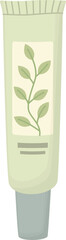 Cream tube with leaf isolated on white. Organic skincare and beauty product