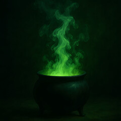 cauldron with glowing green smoke rising