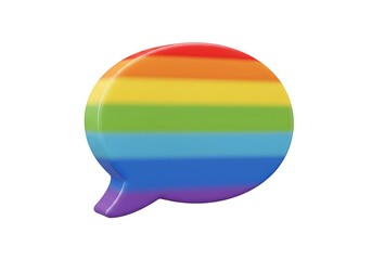 Rainbow speech bubble isolated on white background represents communication