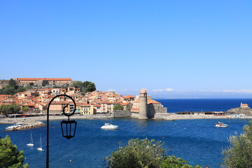 View across bay of Collioure, a Mediterranean seaside town in France