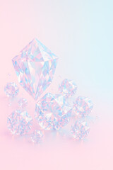 Pastel Pink-Mint Diamonds &ndash; Soft 3D Render with Copy Space
