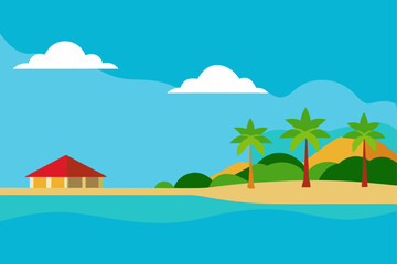 vector illustration of a tropical beach