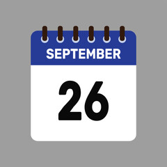 Fototapeta premium calendar with september 26 icon vector reminder for important deadlines and special events this autumn season