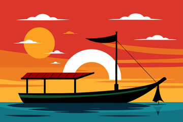 Naklejka premium boat on the beach