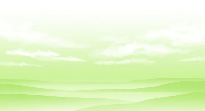 Green landscape with rolling hills and soft sky, nature background