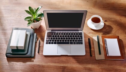 office desk with laptop