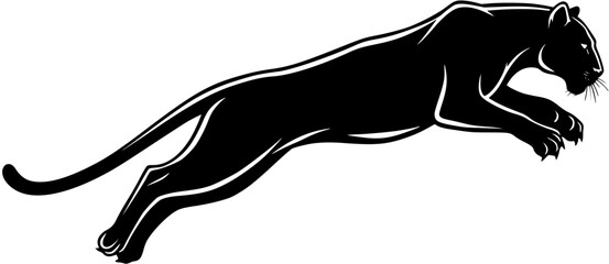 Black Panther Leaping Silhouette: Powerful and Graceful Feline Design