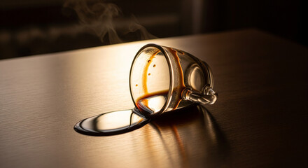 coffee cup spilled on the table