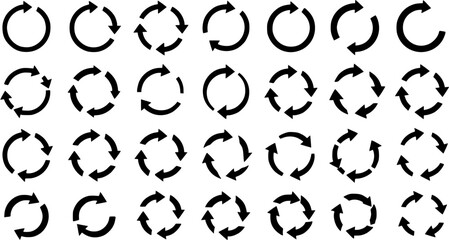 Set of Circular Arrows: Recycling, Renewal  Direction Icons in Vector Format