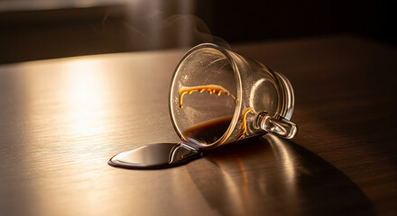 coffee cup spilled on the table