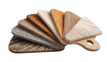 Wood and laminate samples fanning out