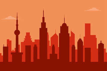 chicago skyline at sunset