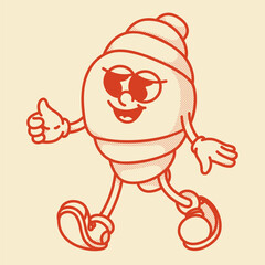 Croissant mascot contour retro vector design for bakery logo and branding