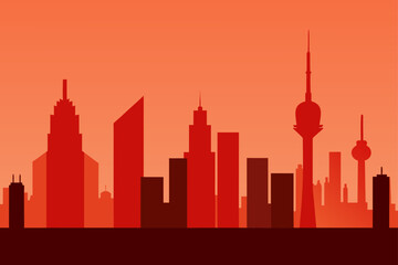 Obraz premium chicago skyline at sunset