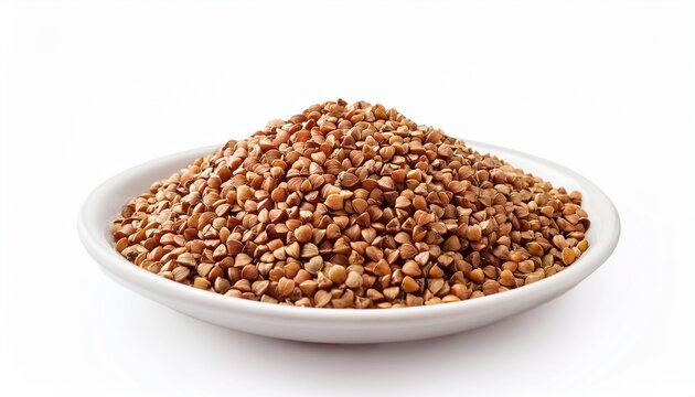 photo of buckwheat grain white background isolated