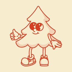 Joyful contour Christmas tree mascot. Festive handdrawn design for holiday branding and New Year celebrations