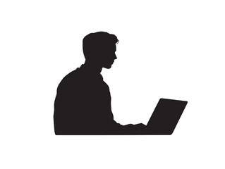 Using technology silhouette icon vector illustration solid black symbol