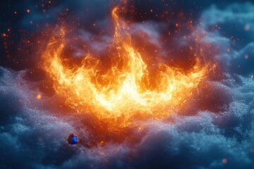 Fototapeta premium A blazing fireball illuminates the sky, casting a fiery glow.