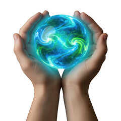 Radiant sphere held gently in cupped hands