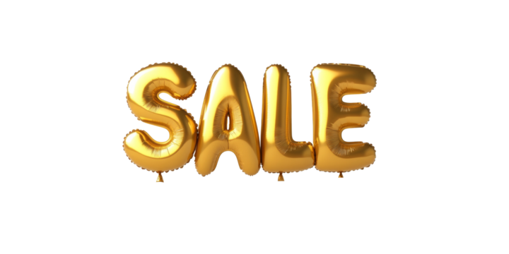 Shiny gold sale balloons isolated on white background