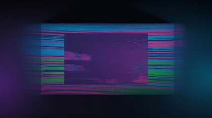 Glitch art effect on a square frame with abstract cloud texture in purple