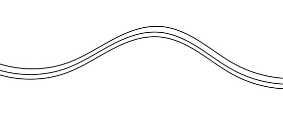 Black double wavy line design element for decorative divider, underline, abstract border, infographic, and minimal graphic layout