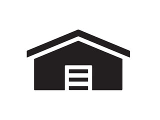 Warehouse silhouette icon vector illustration solid black symbol for storage