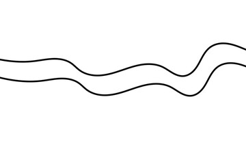 Black hand-drawn wavy line stroke abstract doodle element for posters, scrapbook overlays, and creative design accents on transparent background