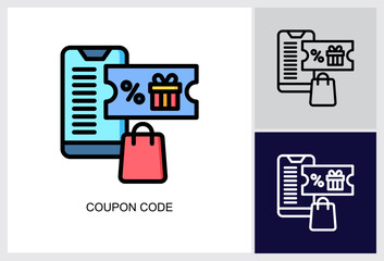 Coupon Code icon Multi Vector Illustration 