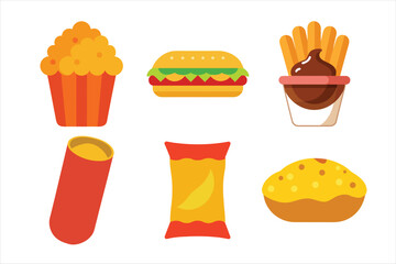fast food icon set