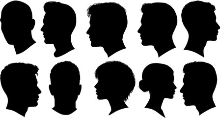 Diverse Head Silhouettes: A Vector Collection of Male and Female Profiles