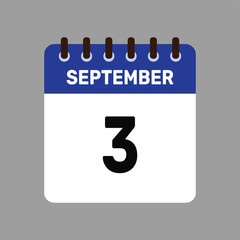 calendar with september 3 icon vector reminder for important deadlines and special events this autumn season