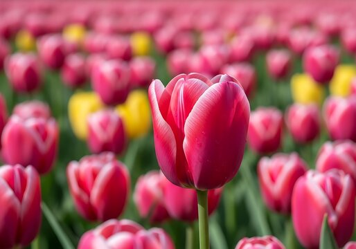 Vibrant array of tulips in full bloom showcasing red and yellow petals creating a breathtaking floral landscape - Powered by Adobe