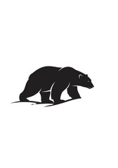 Fototapeta premium Silhouette of a bear walking on a white background.